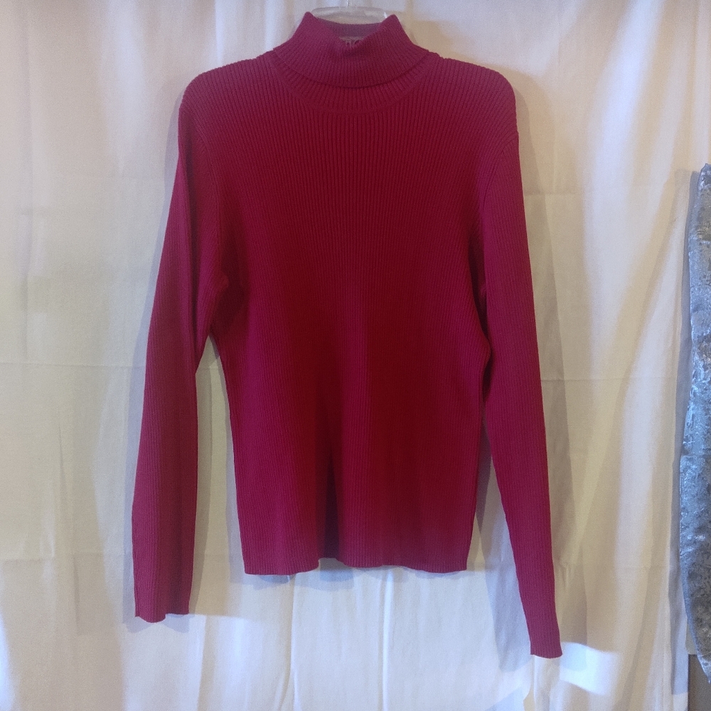 New Women's Red Long Sleeve Turtleneck  Sweater By Liz & Co Size XL